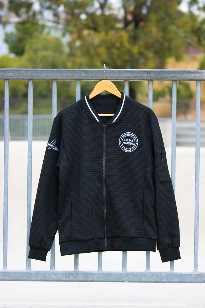 Love Matters Light Weight Waffle Bomber Jacket
